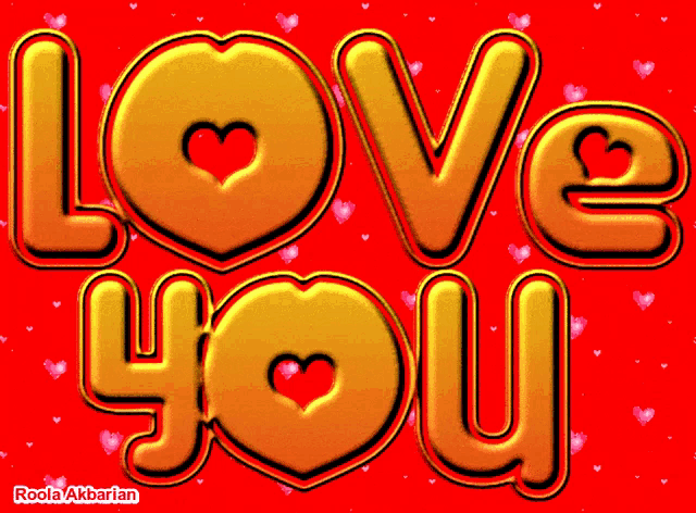 a red background with the words love you written in gold