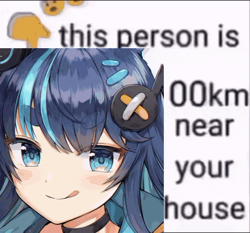 a picture of a girl with headphones and the words this person is 00km near your house