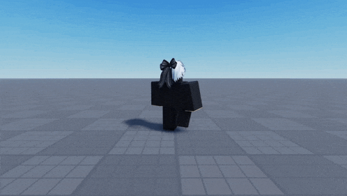 a cartoon character is standing on a grid floor