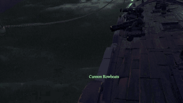 a screenshot of a video game with the words cannon rowboats on the bottom