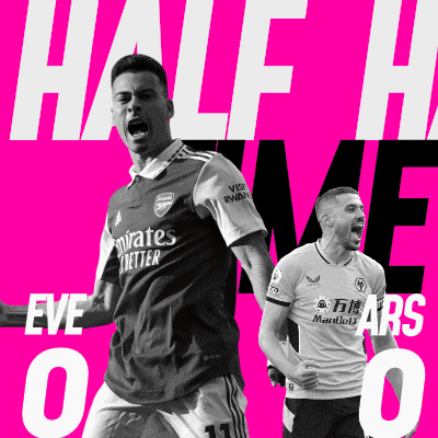 two soccer players on a pink background with the words half time eve and wolves