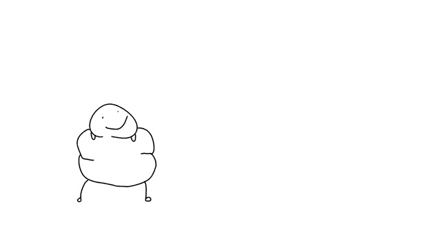 a black and white drawing of a person with a big belly