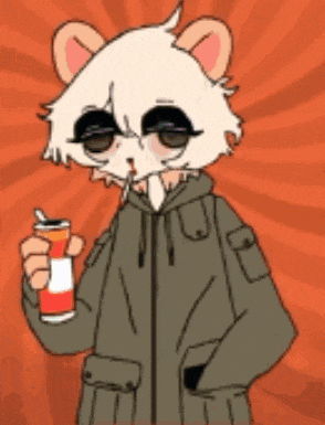a cartoon character is drinking a can of soda with a straw .