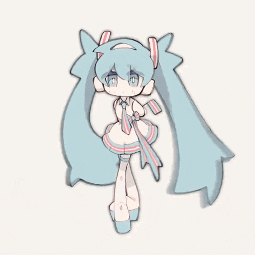 a drawing of hatsune miku with blue hair