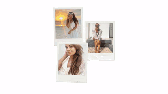 a collage of pictures of a woman taking a selfie with her phone