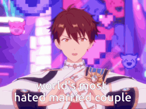a picture of a man with the words world 's most hated married couple on it