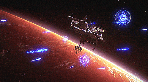 an artist 's impression of a space station in orbit