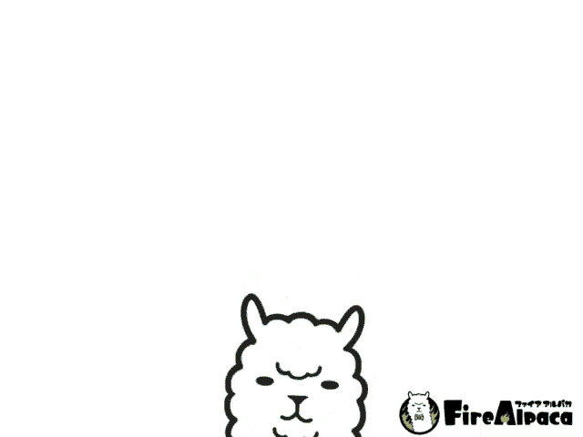 a drawing of an alpaca wearing a bow tie and the words firealpaca below it