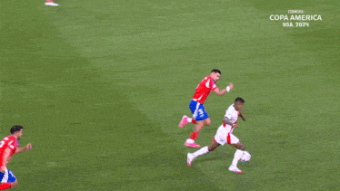 soccer players on a field that says copa america