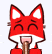 a red fox is holding a stick in its mouth and making a funny face .