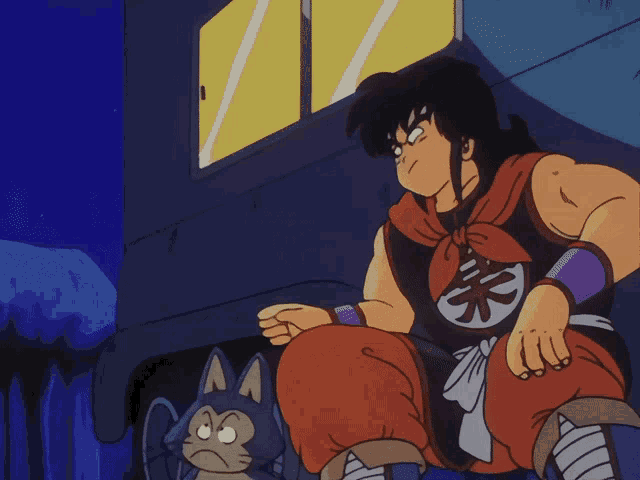 a cartoon character has a chinese symbol on his shirt