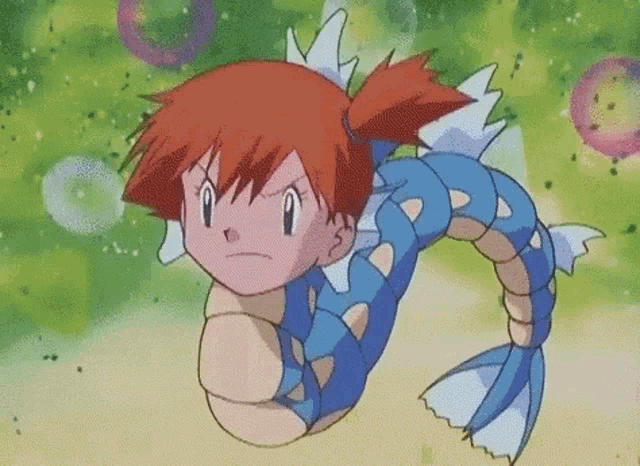 a cartoon character is flying through the air with a snake tail .