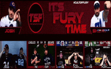 a tsf advertisement shows a man in a chicago bears jersey