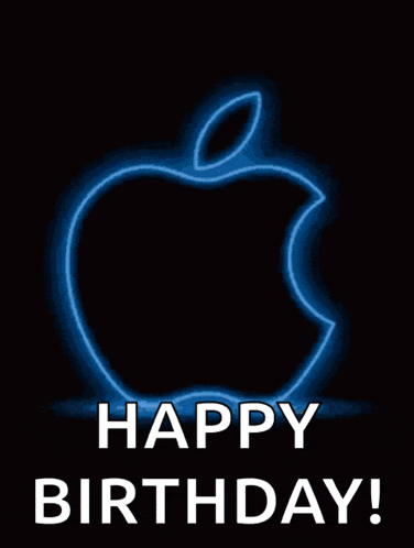 a red apple with the words happy birthday written underneath it