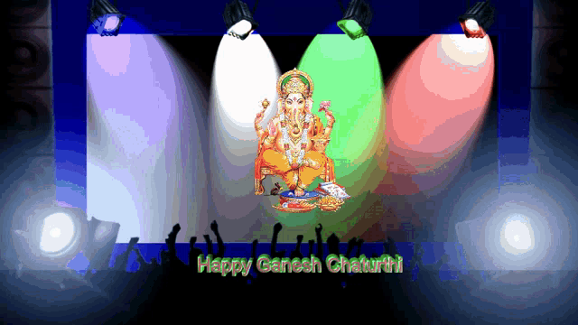 a picture of a statue of ganesha with the words happy ganesh chaturthi