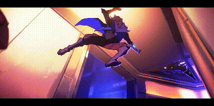 a pixel art of a person flying through the air with a sword in their hand .