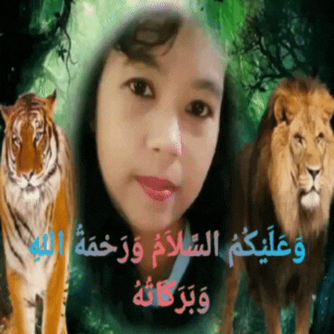 a picture of a girl with a tiger and a lion