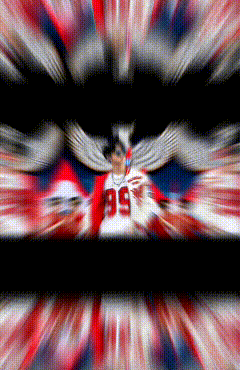 a blurry picture of a baseball player wearing a jersey with the number 95