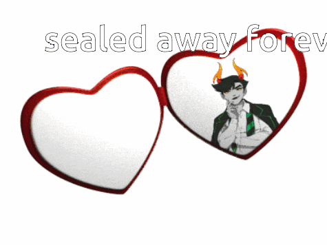 a couple of hearts with the words sealed away forever on them