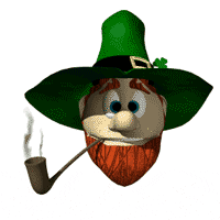 a cartoon leprechaun is smoking a pipe with smoke coming out of it