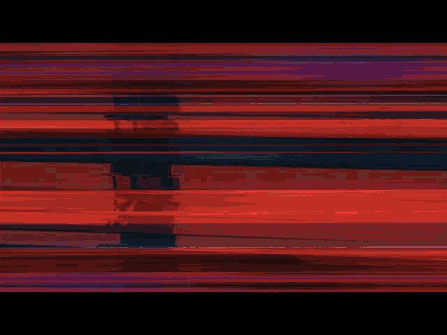 a reflection of a building in a mirror with red and blue lines