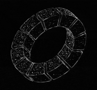 an optical illusion of a circle made of cubes on a black background
