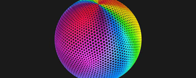 a rainbow colored sphere with a black background