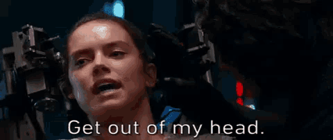 a woman is sitting in a machine and says `` get out of my head . ''