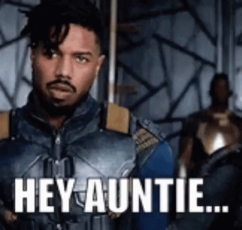 Hey Auntie Killmonger GIF - Hey Auntie Killmonger Black Panther GIFs