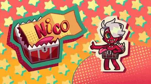 a cartoon character with the name nico on it