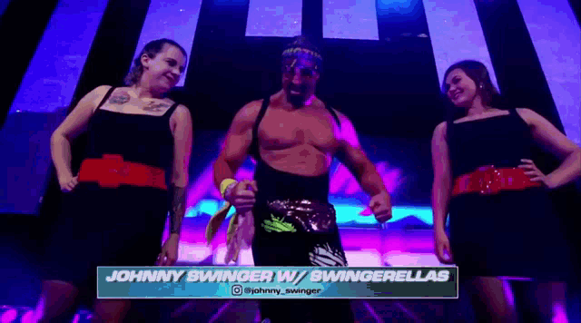 johnny swinger w / swingerellas is a wrestler on the stage