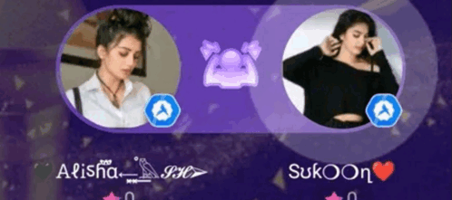 a purple background with two women 's faces and the name sukoon on the bottom