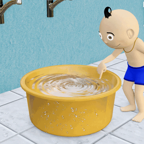 a cartoon of a boy standing next to another boy in a bathroom with the word bittu on the bottom
