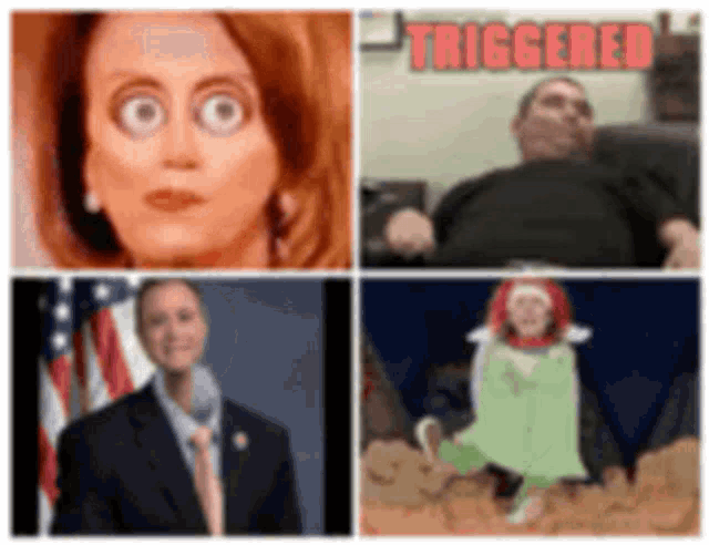 a collage of four pictures with the word triggered on the top right