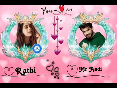 a picture of rathi and mr aadi with the words you and me forever and always