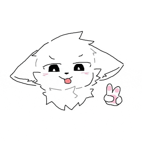 it is a drawing of a cat with a peace sign .