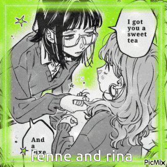 a black and white drawing of two girls with the words i got you a sweet tea on the bottom