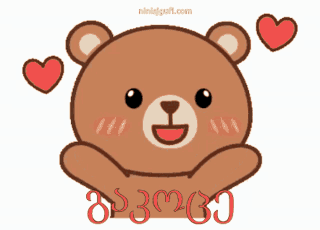 a teddy bear with hearts around it and the words nikijgufl.com written below it