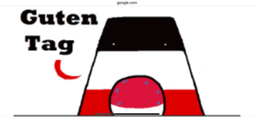 a cartoon drawing of a german flag with the words guten tag below it