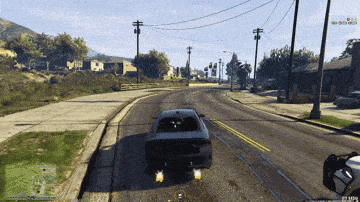 a video game shows a car driving down a road
