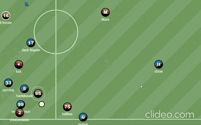 a screenshot of a soccer game with the name jack napier on the top