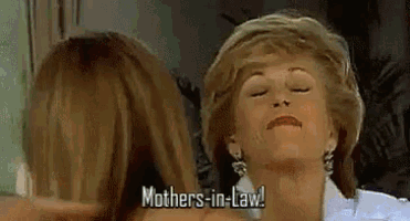 a woman is talking to another woman and says mothers-in-law
