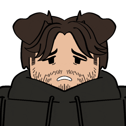 a cartoon drawing of a man with a beard wearing a hoodie
