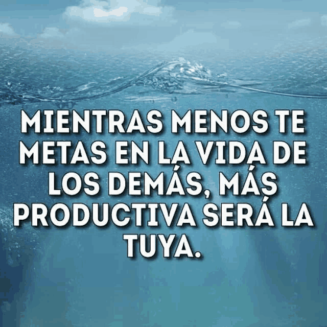 a quote in spanish says mientras menos te metas en la vida de los demas mas productiva sera la tuya