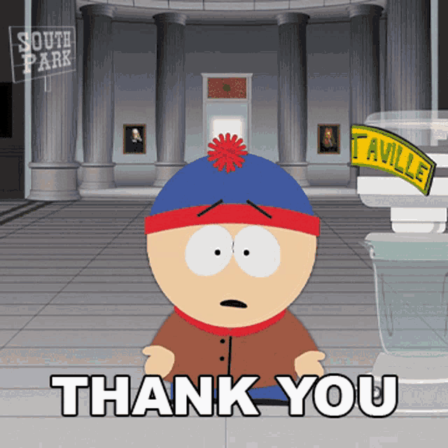 stanley from south park says thank you in a cartoon