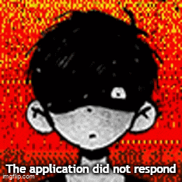 a black and white drawing of a boy with the words the application did not respond on the bottom