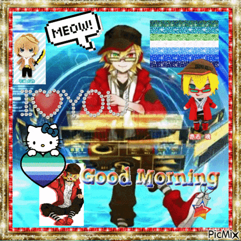 a collage of anime characters with the words good morning