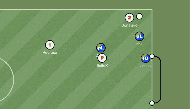 a soccer field with a few players on it