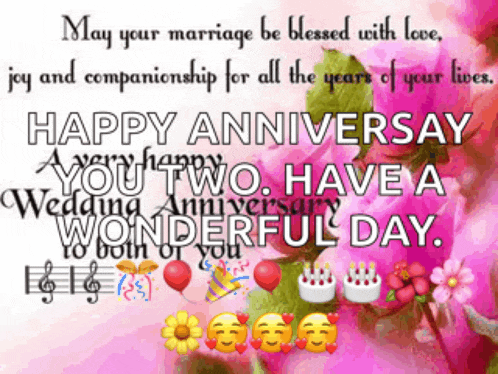 a greeting card wishing a happy wedding anniversary to a couple