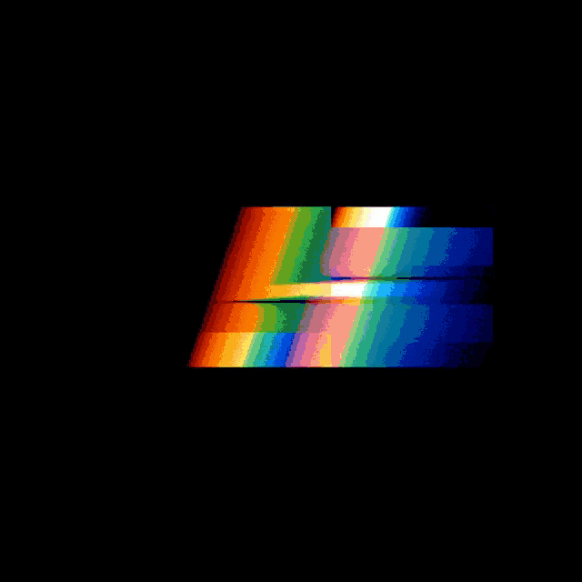 a black background with a rainbow of colors and a white line